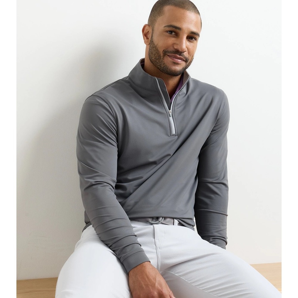 Peter Millar Perth Performance Quarter-Zip Pullover Mens XXL Gray Golf Pullover